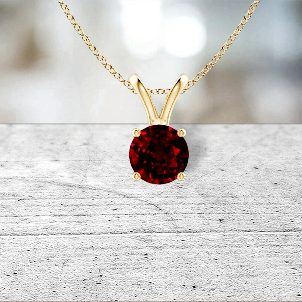 1.25 Ct Genuine Ruby Solitaire Pendant Necklace Yellow Gold Plated Silver Gemstone Jewelry
