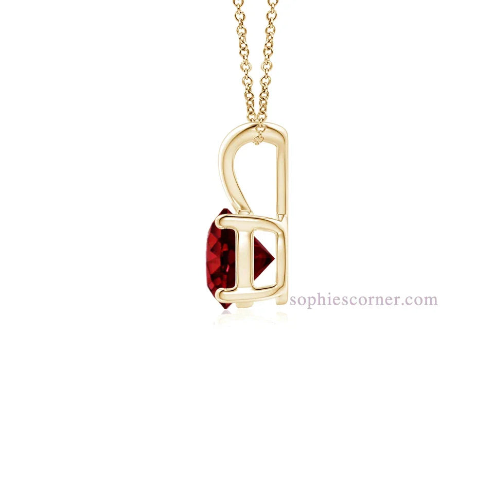 1.25 Ct Genuine Ruby Solitaire Pendant Necklace Yellow Gold Plated Silver Gemstone Jewelry