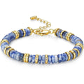 Gold Tone Multicolor Disc Beaded Bracelet for Women Simulated Stone Fashion Jewelry Gift Set