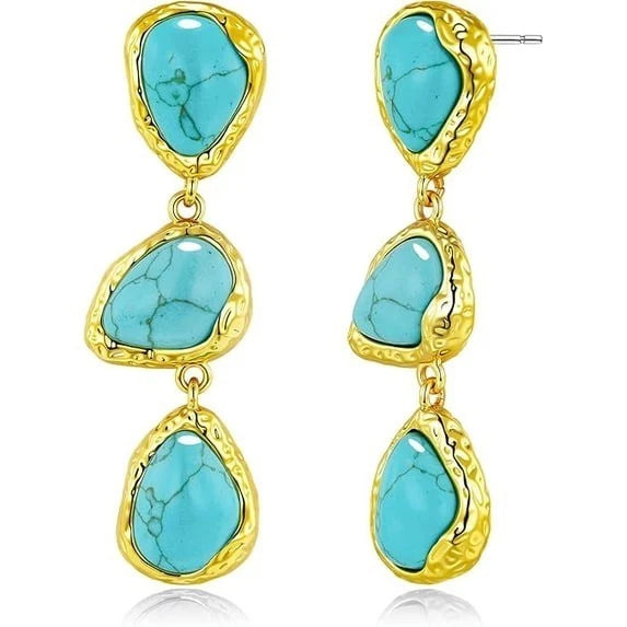 Gold Tone Teardrop Dangle Earrings for Women Simulated Stone Fashion Jewelry Gift Set Elegant Drop Earrings
