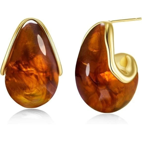 Gold Tone Teardrop Earrings for Women Simulated Stone Fashion Jewelry Gift Set Elegant Drop Earrings