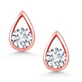 Teardrop Stud Earrings for Women & Men 18K Rose Gold Plated Silver 5mm Round Minimalist Jewelry