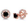 18K Rose Gold Plated Silver Women Stud Earrings with Removable Jackets Diamond Accent Fashion Jewelry