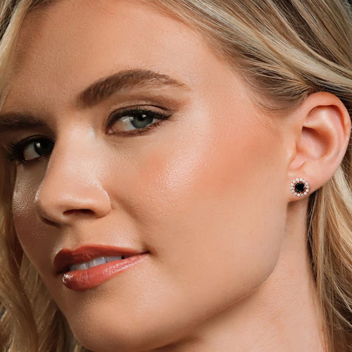 18K Rose Gold Plated Silver Women Stud Earrings with Removable Jackets Diamond Accent Fashion Jewelry