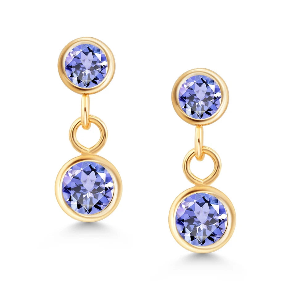 14K Yellow Gold Tanzanite Drop Dangle Earrings for Women 0.90 Cttw Gemstone Fine Jewelry